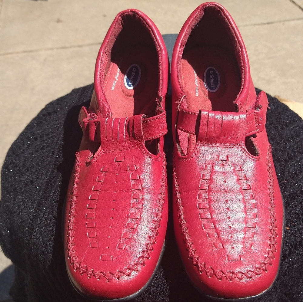 Dr Scholl's 8M Red Leather Shoes